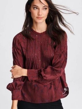 O Women’s rag & bone Burgundy Floral silk blend Blouse